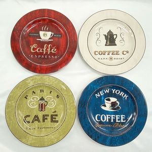 Vintage Coffee Break by Angela Staehling Novelty Print Dessert Plates Set of 4